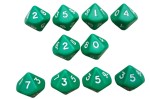 Dice Set of 10 x D10 Opaque Ten Sided Dice - Green